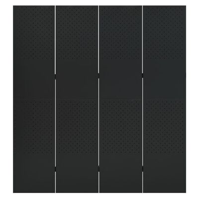 vidaXL Параван за стая, черен, 4 панела, 160x180 см, стомана