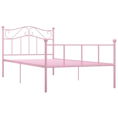 vidaXL Рамка за легло, розова, метал, 90x200 см