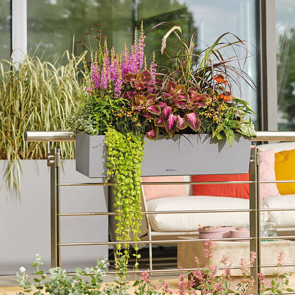 LECHUZA Плантер BALCONERA Stone 80 ALL-IN-ONE, сив