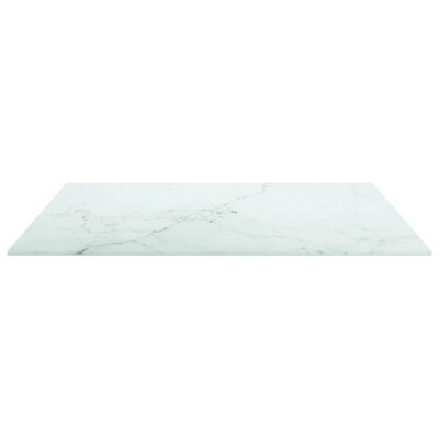 vidaXL Плот за маса бял 60x60см 6мм закалено стъкло с мраморен дизайн