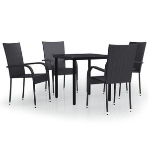 vidaXL Градински трапезен комплект, 5 части, черен