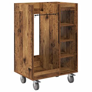 vidaXL Голф шкаф с колело Едноцветен Старо дърво 65 x 45 x 98 см