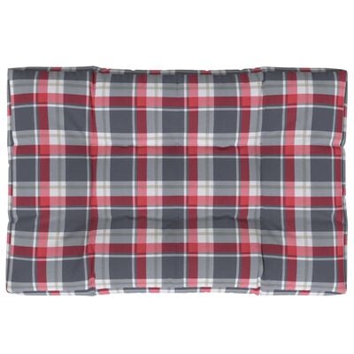 vidaXL Палетна възглавница, червено каре, 120x80x12 см, текстил