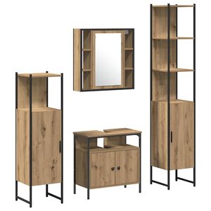 vidaXL Комплект мебели за баня 4 бр. Дъб 33 x 33 x 185,5 см