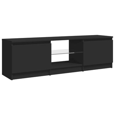 vidaXL ТВ шкаф с LED осветление, черен, 120x30х35,5 см