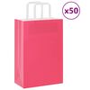 vidaXL Хартиени торбички 50 бр с дръжки розови 21x11x31 см