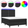 vidaXL Боксспринг легло с матрак и LED черно 140x200см изкуствена кожа