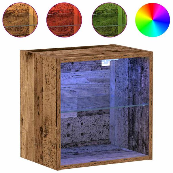 vidaXL Плаващ рафт с LED светлина 2 pcs Кафяво 40 x 28,5 x 40 см