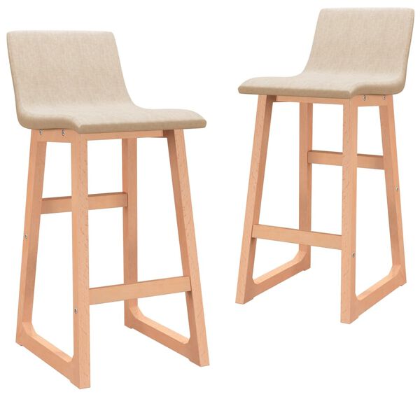 vidaXL Бар табуретки, 2 бр, кремави, текстил