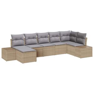vidaXL Градински Софа Комплект с възглавница 7 pcs Бежово полиратан