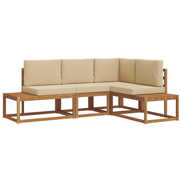 vidaXL Комплект дивани за открито 4 Брой Натурален и Бежов