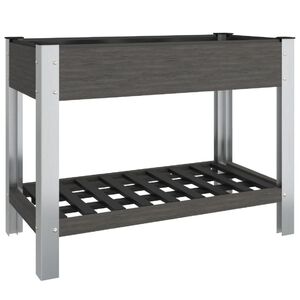 vidaXL Градинска повдигната леха с рафт, сива, 100x50x75 см, WPC