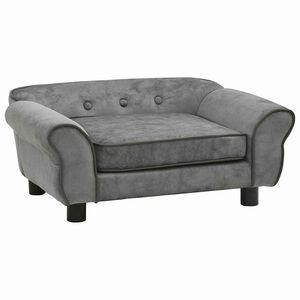 vidaXL Диван за кучета, тъмносив, 72x45x30 см, плюш