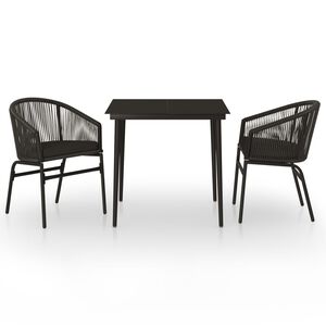 vidaXL Градински трапезен комплект, 3 части, черен