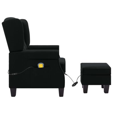 vidaXL Масажен стол с табуретка, черен, текстил