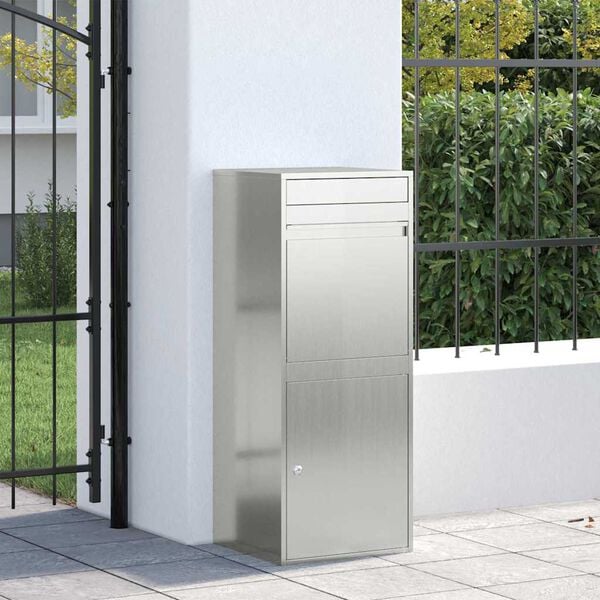 vidaXL Пощенска кутия за пратки със съхранение Черно 41 x 38 x 103 см