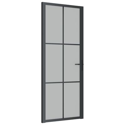 vidaXL Интериорна врата, 83x201,5 см, черен мат, стъкло и алуминий