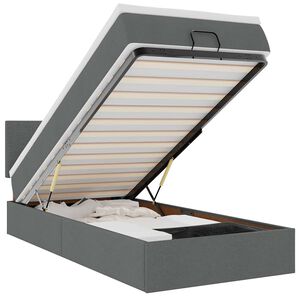 vidaXL Османска легло с матрак и LED, тъмносиво, 100x200 см, плат