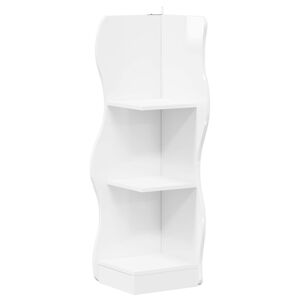 vidaXL Ъглов рафт Бял гланц 34 x 33 x 102 см Инженерна дървесина