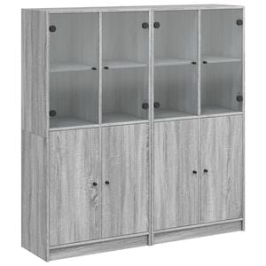 vidaXL Библиотека с врати сив сонома 136x37x142 см инженерно дърво