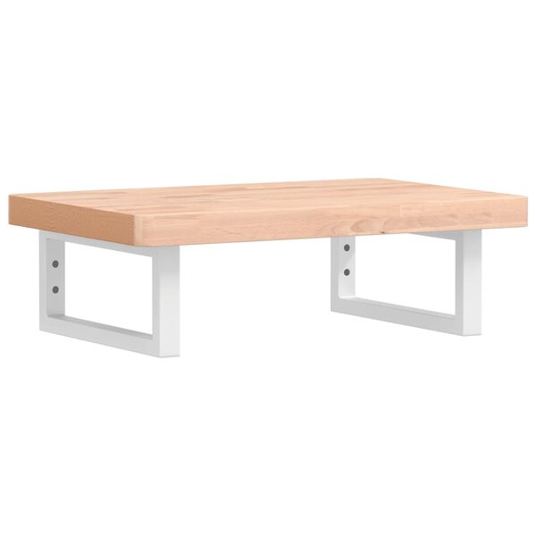 vidaXL Стенен рафт за мивка, стомана и масивно дърво бук