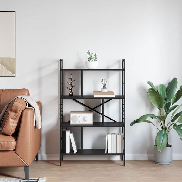 vidaXL Рафт за книги Черния дъб 75 x 30 x 123,5 см Инженерно дърво