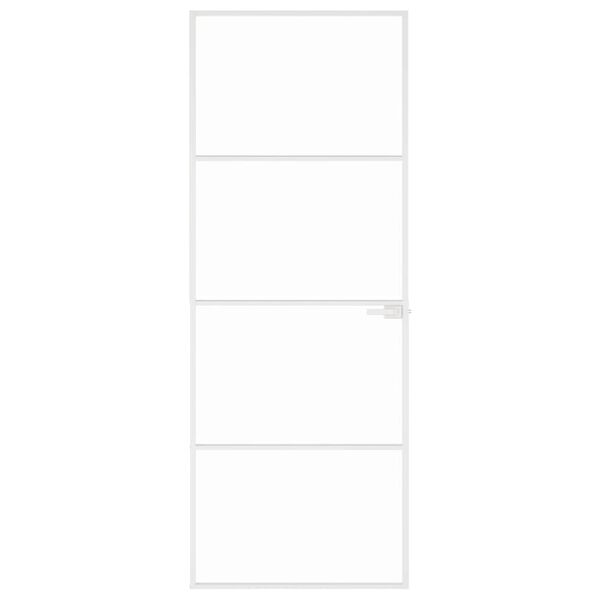 vidaXL Интериорна врата бяла 76x201,5 см закалено стъкло и алуминий