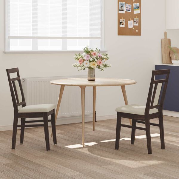 vidaXL Трапезен стол 2 pcs Светло кафяво и светло Солидно гумено дърво