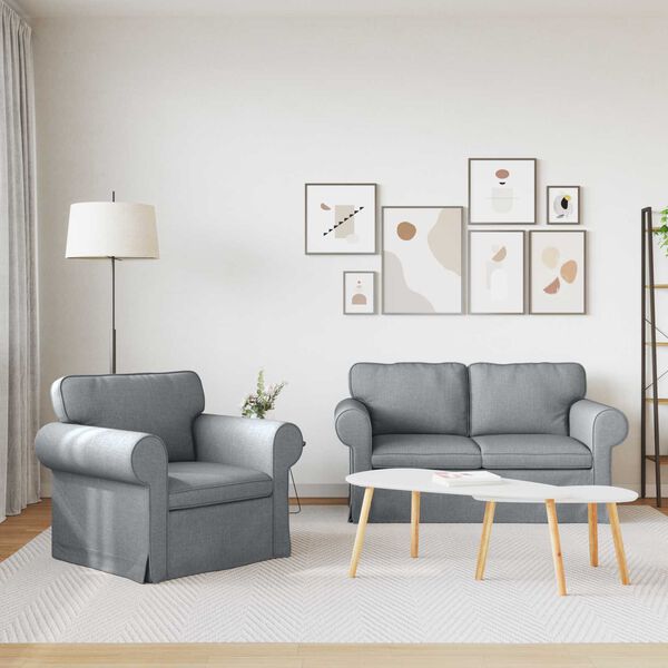 vidaXL Диван 2 pcs Светлосиво 155 x 82 x 80 см текстил