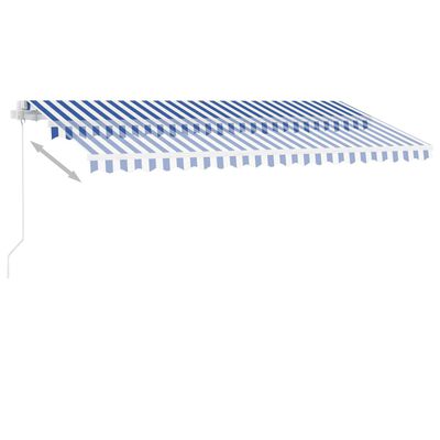 vidaXL Свободностояща ръчно прибираща се тента, 400x300 см, синьо/бяло