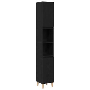 vidaXL Шкаф за баня с рафт Черния дъб 30 x 30 x 190 см Инженерно дърво