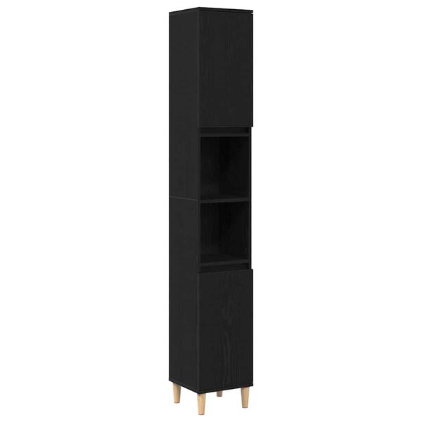 vidaXL Шкаф за баня с рафт Черния дъб 30 x 30 x 190 см Инженерно дърво