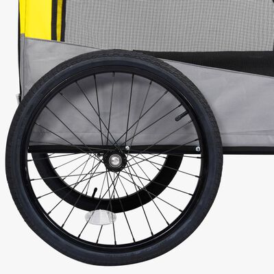 vidaXL 2-в-1 Кучешко ремарке за велосипеди и джогинг, жълто и сиво