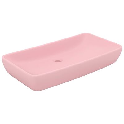 vidaXL Луксозна правоъгълна мивка матово розова 71x38 см керамика