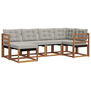 vidaXL Комплект дивани за открито 6 pcs Естествено и светло сиво