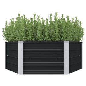 vidaXL Повдигната леха, антрацит, 129x129x45 см, поцинкована стомана
