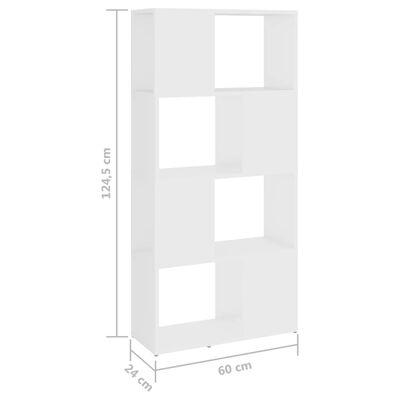 vidaXL Библиотека/разделител за стая, бяла, 60x24x124,5 см, ПДЧ