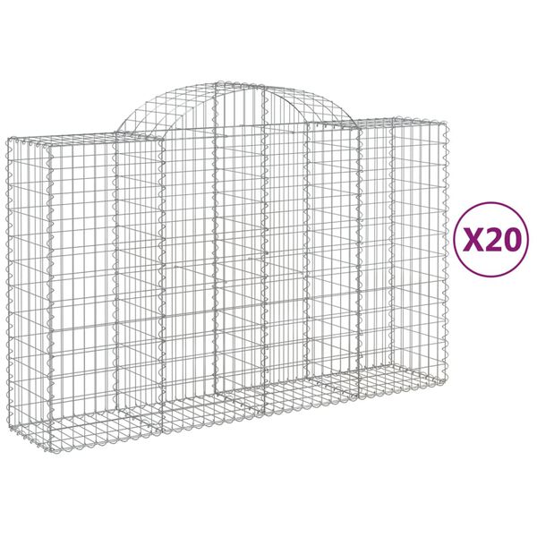 vidaXL Габионни кошници арка 20 бр 200x50x120/140см поцинковано желязо