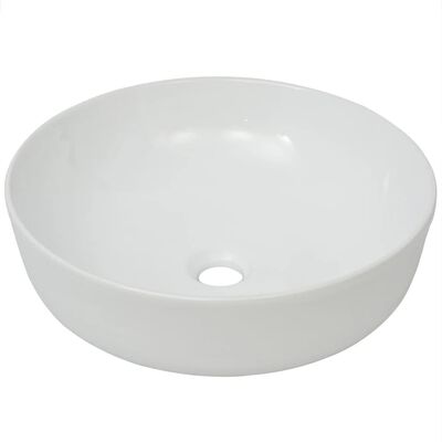 vidaXL Керамична мивка, кръгла, бяла, 41,5x13,5 см