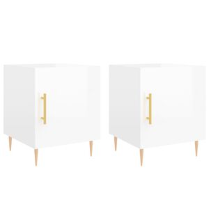 vidaXL Нощни шкафчета 2 бр бял гланц 40x40x50 см инженерно дърво