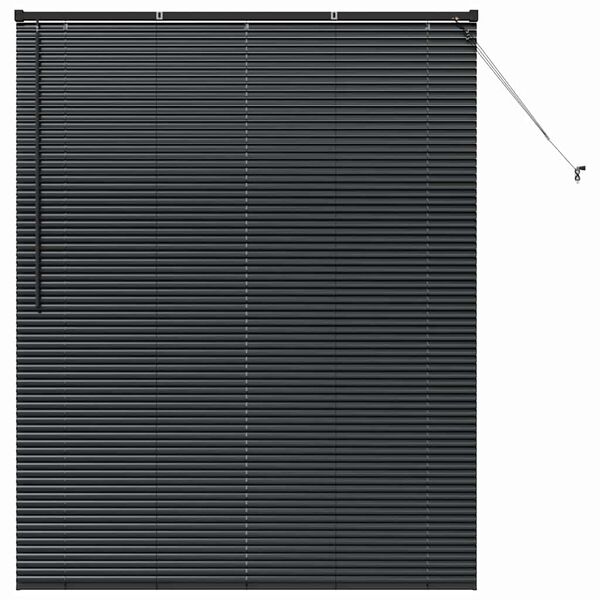 vidaXL Щора за прозорец С завеси Черно Алуминий