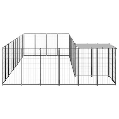 vidaXL Клетка за кучета, черна, 13,31 м², стомана