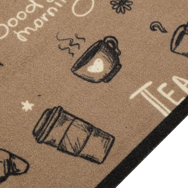 vidaXL Кухненско килимче миещо сутрешен мотив кафяво 60x300 см кадифе