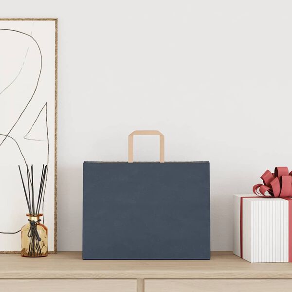 vidaXL Хартиени торбички 250 бр с дръжки сини 32x17x25 см