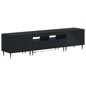 vidaXL 3 части LED ТВ шкаф Черно Инженерна дървесина