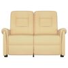 vidaXL 2-местен масажен реклайнер, кремав, микрофибърна тъкан