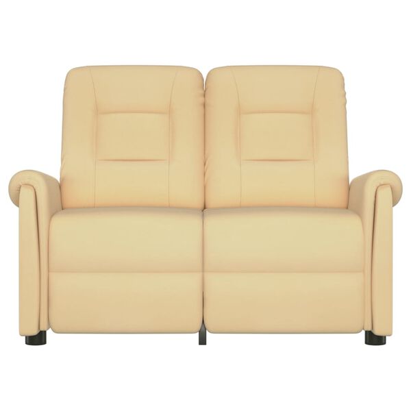 vidaXL 2-местен масажен реклайнер, кремав, микрофибърна тъкан