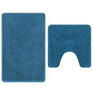 vidaXL Комплект антислип килими за баня 2 pcs Синьо ПП