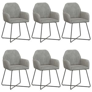 vidaXL Обедени столове 6 pcs Кадифе Светлосиво 55 x 50 x 84 см
