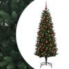 vidaXL Изкуствена коледна елха с топки 120 см 150 LED светодиода